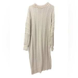 Elegant Cream Cable Knit Dress